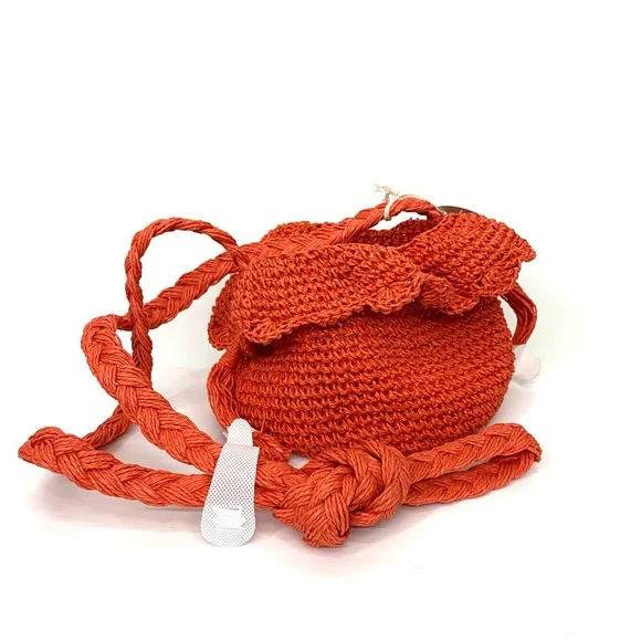 Rhode For Target Orange Crocheted Bucket Bag Crossbody Purse With Free Pouch Nwt - Picture 4 of 16